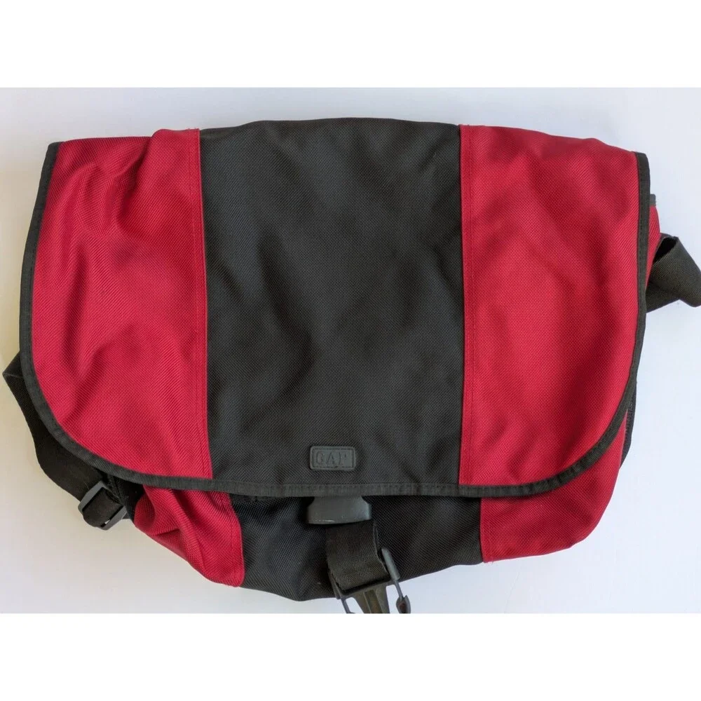 Gap Messenger Bag Vintage Crossbody School Y2K Biker Red Black Travel Nylon